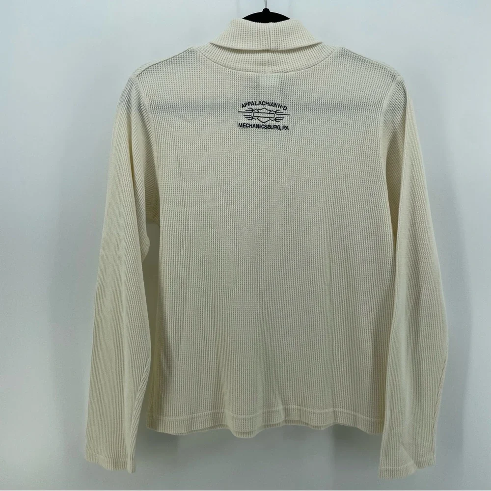 Harley Davidson Womens Turtleneck Cream Waffle Knit Cotton Blend XL - Picture 5 of 7